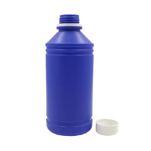 Botella azul de catalizador abierta
